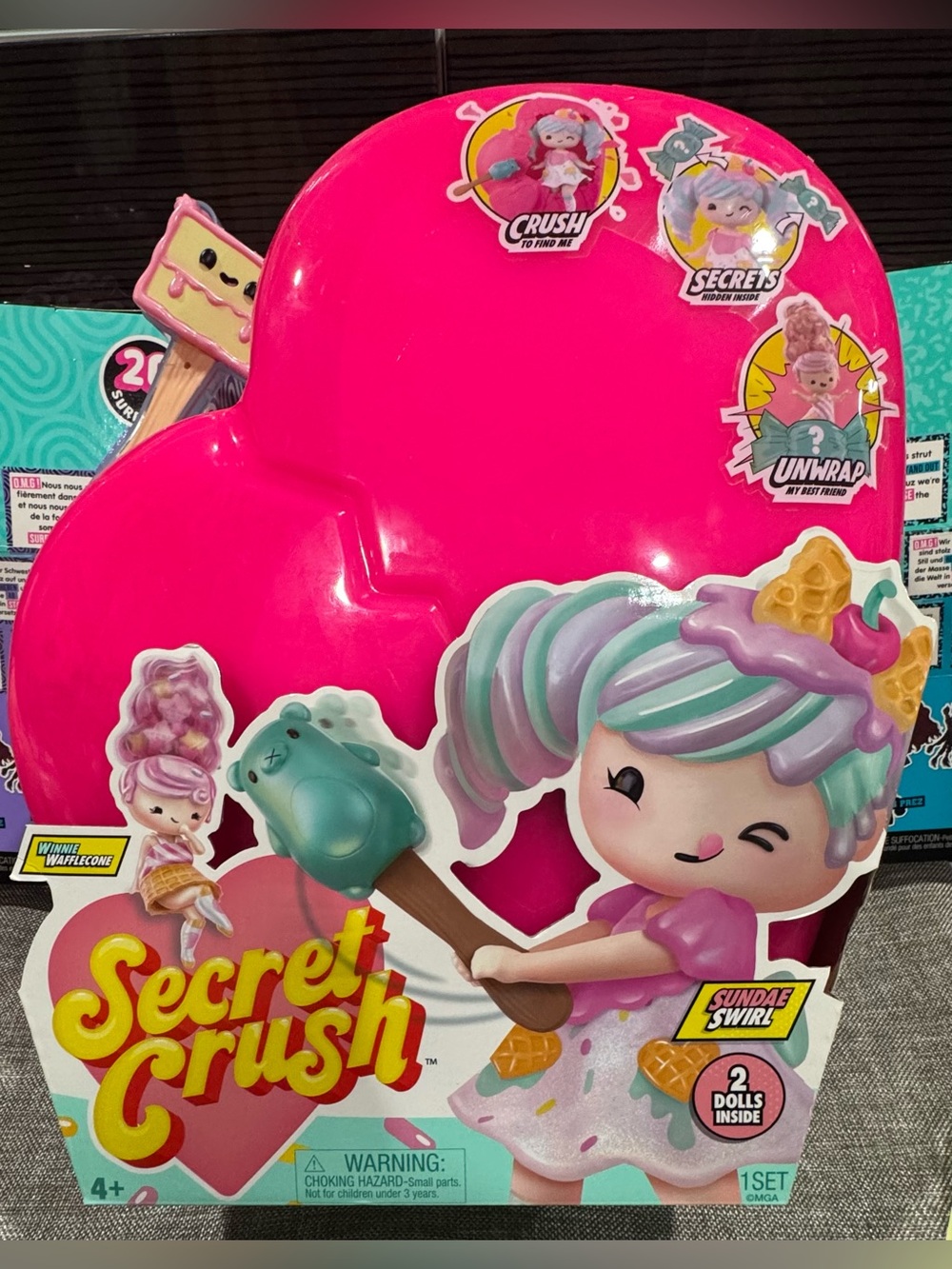 SECRET CRUSH SUNDAE SWIRL 13in GIANT DOLL & WINNIE WAFFLECONE NEW NWT RARE HTF